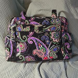 Vera Bradley Black and Pink Baby Bag Quilted Paisley ,NWOT